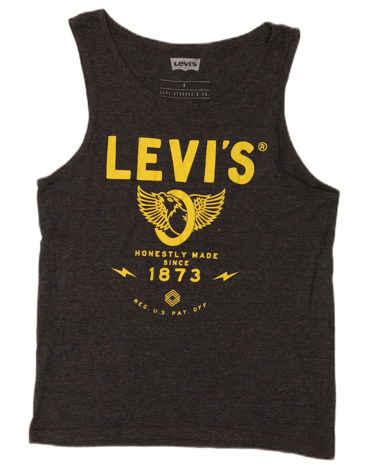 Męska kamizelka z grafiką Levi's, mała, szara, bawełniana