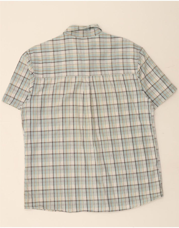 WRANGLER Męska koszula z krótkim rękawem, duża, niebieska, bawełniana krata