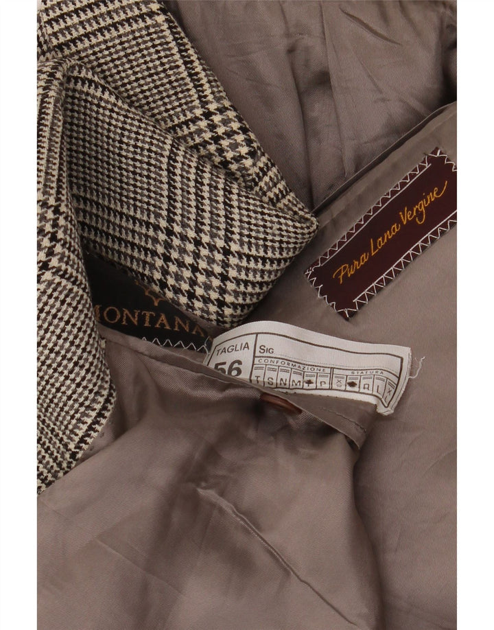 Męska marynarka MONTANA zapinana na 2 guziki IT 56 3XL Szara, dziewicza wełna w pepitkę