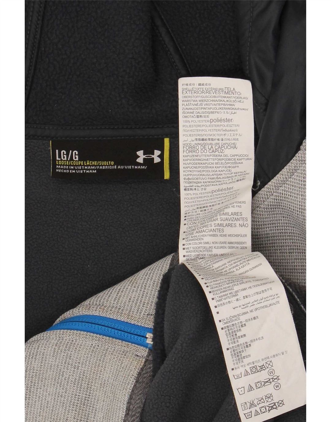 Męski sweter z kapturem i zamkiem Under Armour, duży, szary, kolorowy poliester