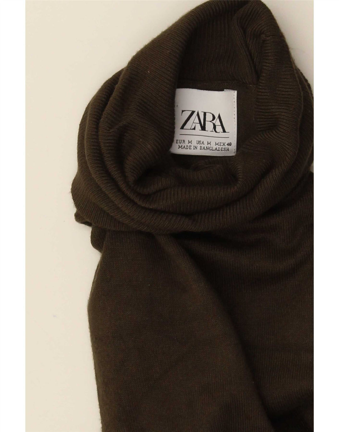 Damski sweter z golfem Zara UK 14 Średni zielony wiskoza