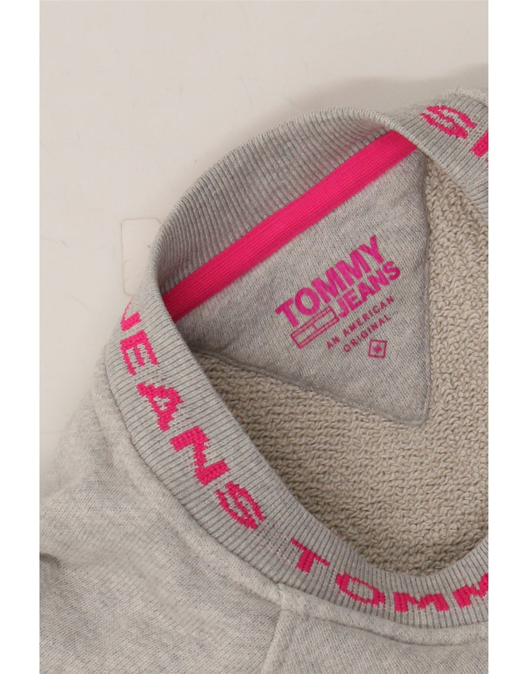 TOMMY HILFIGER Womens Oversized Crop Sweatshirt Jumper UK 10 Small Grey Vintage Tommy Hilfiger and Second-Hand Tommy Hilfiger from Messina Hembry 