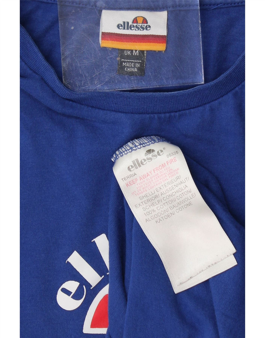 ELLESSE Mens Graphic T-Shirt Top Medium Blue Colourblock Cotton Vintage Ellesse and Second-Hand Ellesse from Messina Hembry 