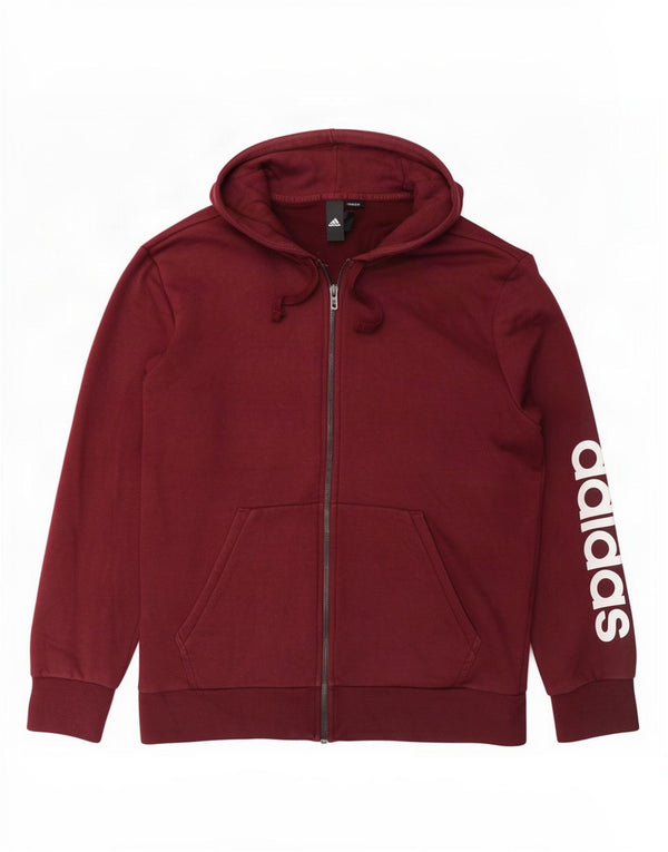 Męski sweter Adidas z grafiką i zamkiem błyskawicznym, duży, bordowy