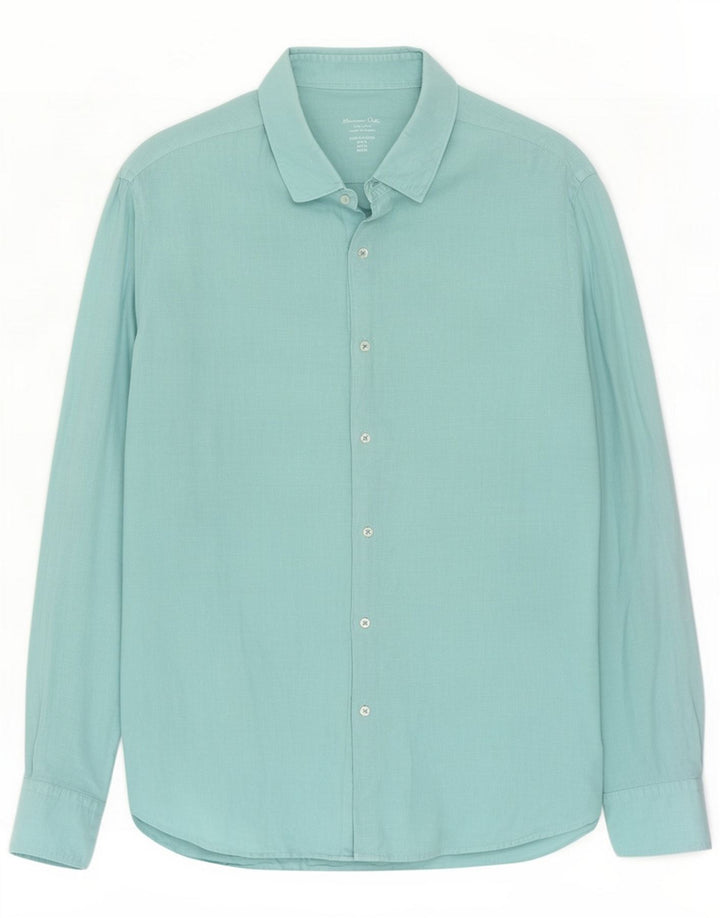 Koszula męska Massimo Dutti XL, niebieska, lniana