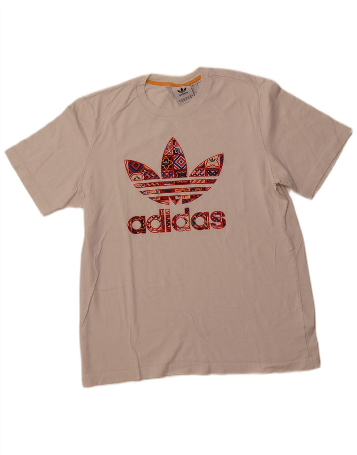 Męska koszulka z grafiką ADIDAS, średnia, biała, bawełniana