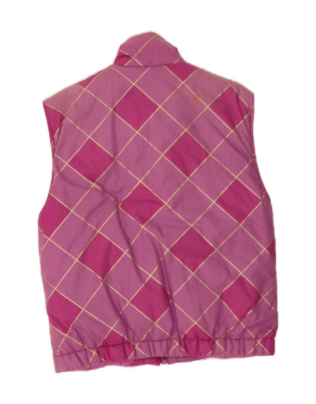 ELLESSE Womens Oversized Padded Gilet UK 10 Small  Pink Argyle/Diamond Vintage Ellesse and Second-Hand Ellesse from Messina Hembry 