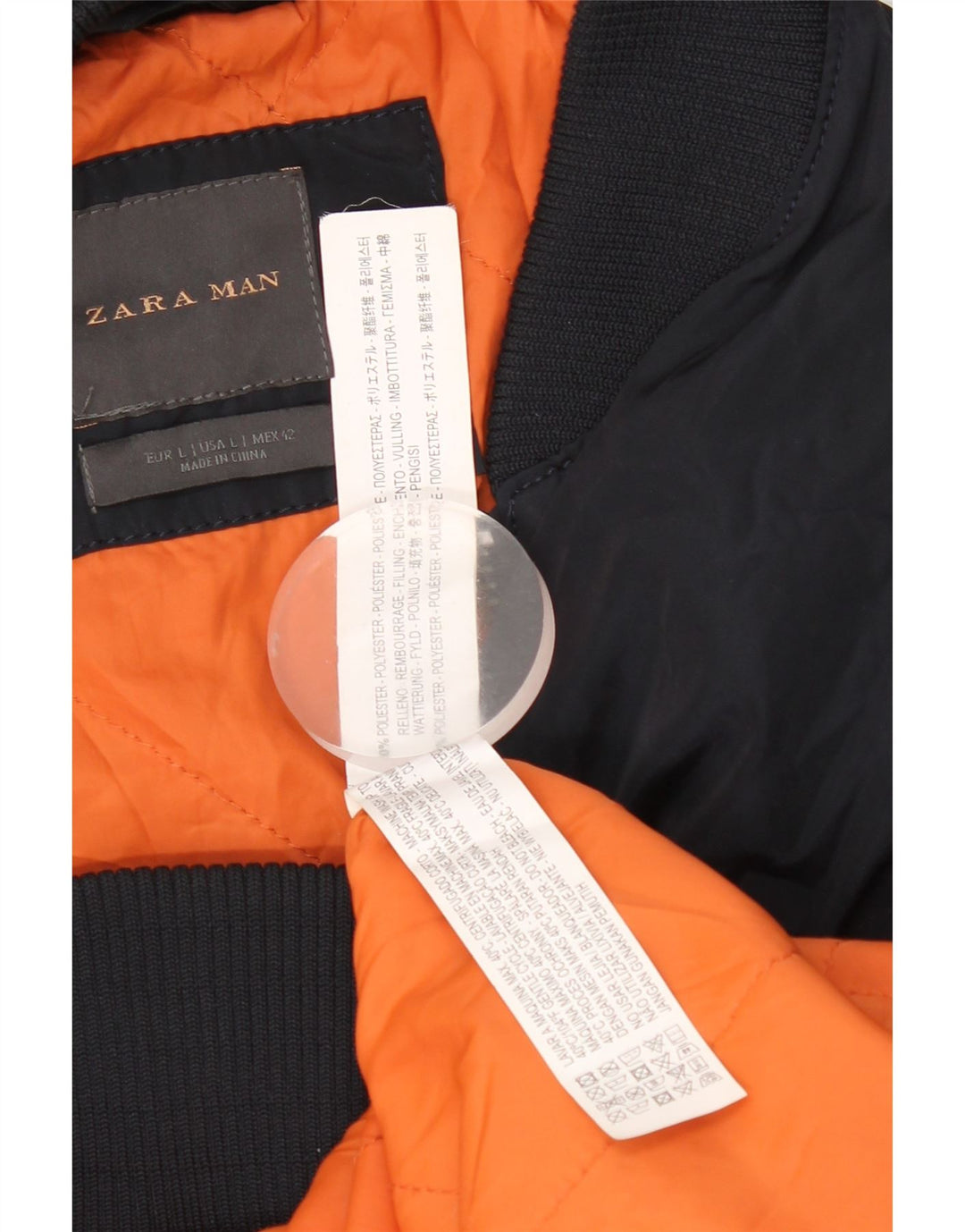 Męska kurtka bomberka Zara UK 40, duża granatowa, poliestrowa