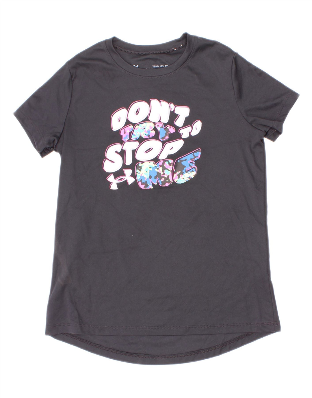 Chłopięcy T-shirt z grafiką Under Armour 7-8 lat, mały, szary, poliester