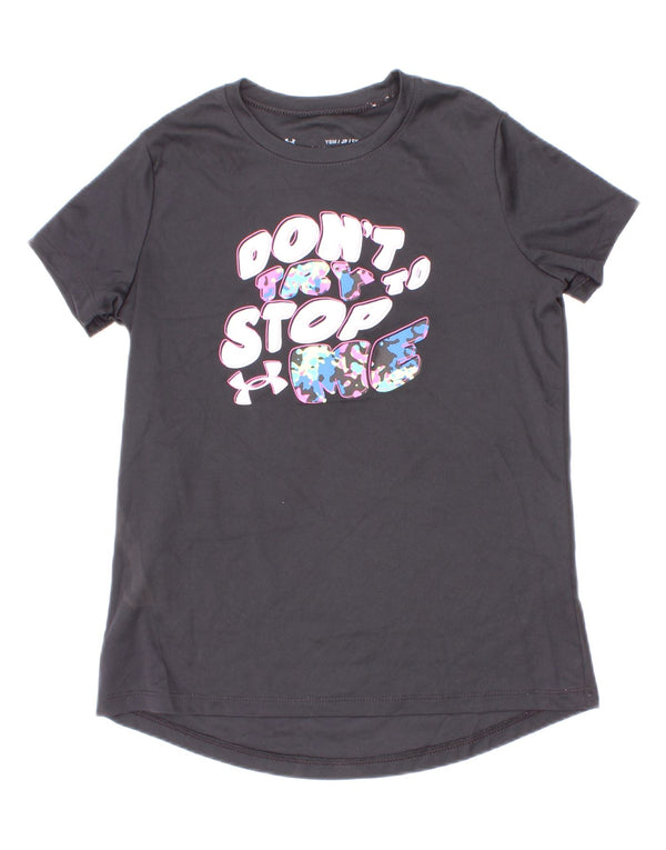 Chłopięcy T-shirt z grafiką Under Armour 7-8 lat, mały, szary, poliester