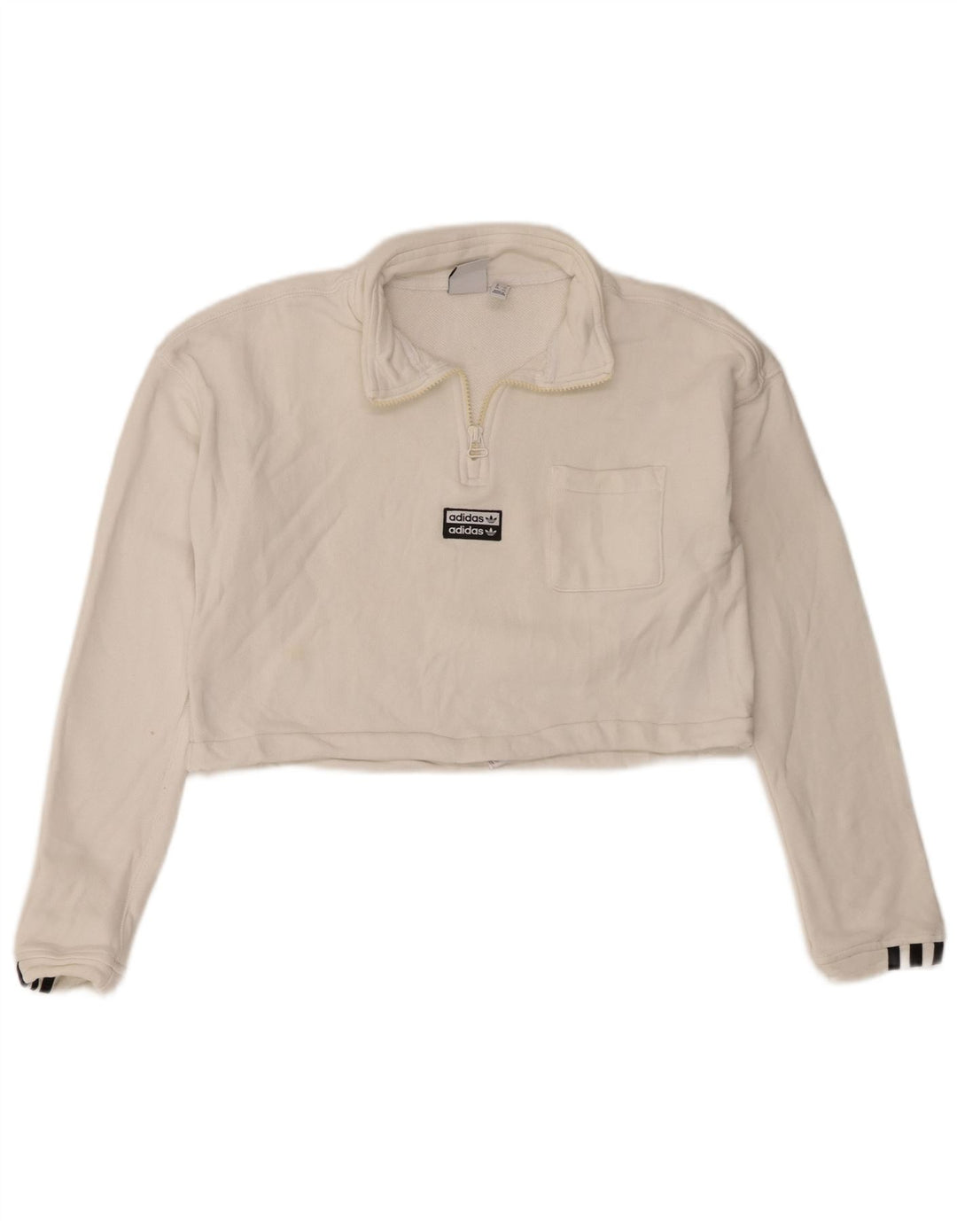 Damska bluza Adidas Oversized Crop Zip Neck Sweter UK 8 Small White