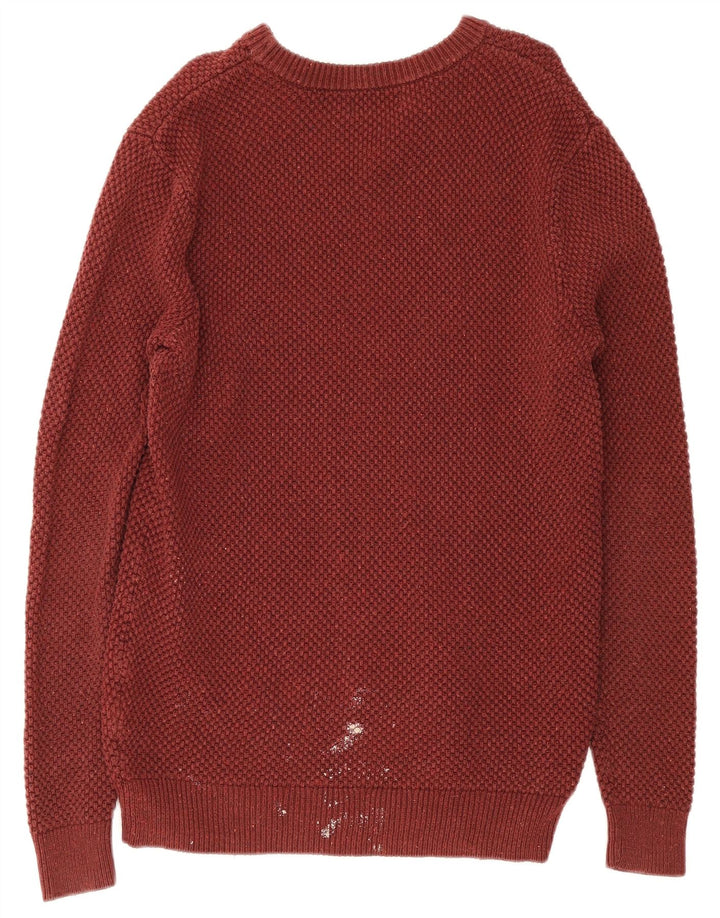 Zara Męski sweter z dekoltem w łódkę XL, czerwony, bawełniany