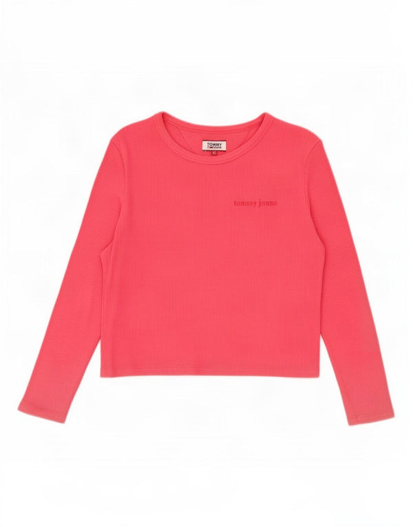 Damski krótki top Tommy Hilfiger z długim rękawem, UK 6 XS, różowy, bawełniany