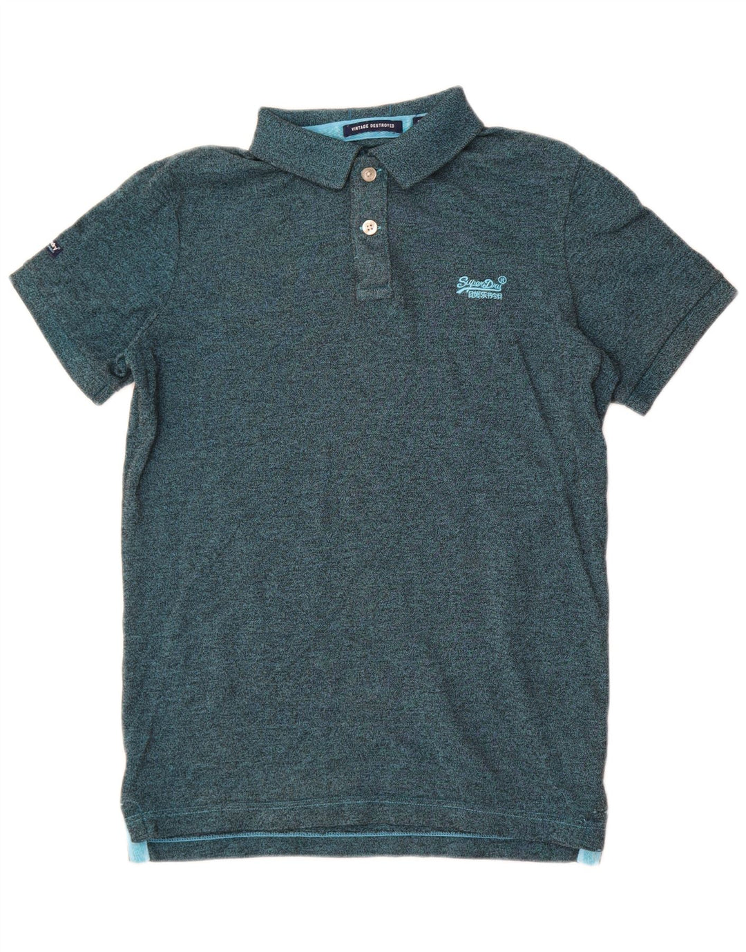 Męska koszulka polo Superdry, poliester w kolorze średniej zieleni w cętki