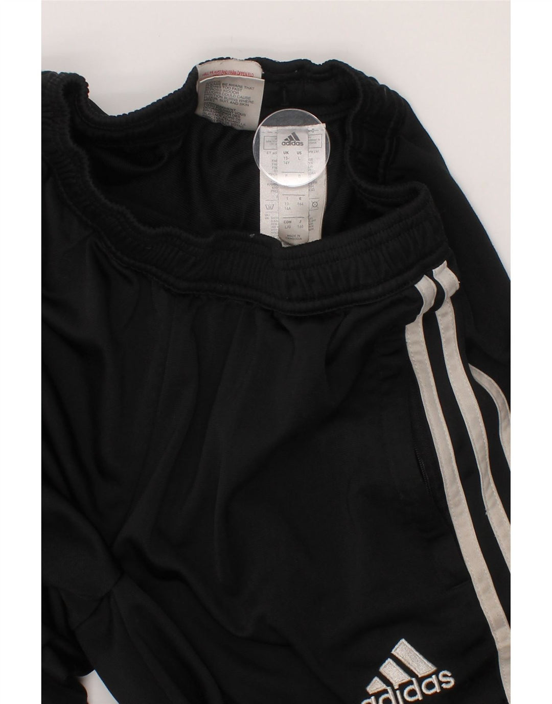 ADIDAS Boys Tracksuit Trousers Joggers 13-14 Years Black Polyester Vintage Adidas and Second-Hand Adidas from Messina Hembry 