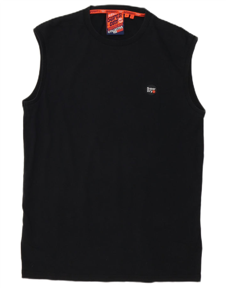 SUPERDRY Męski top z kamizelką, mały, czarny, bawełniany
