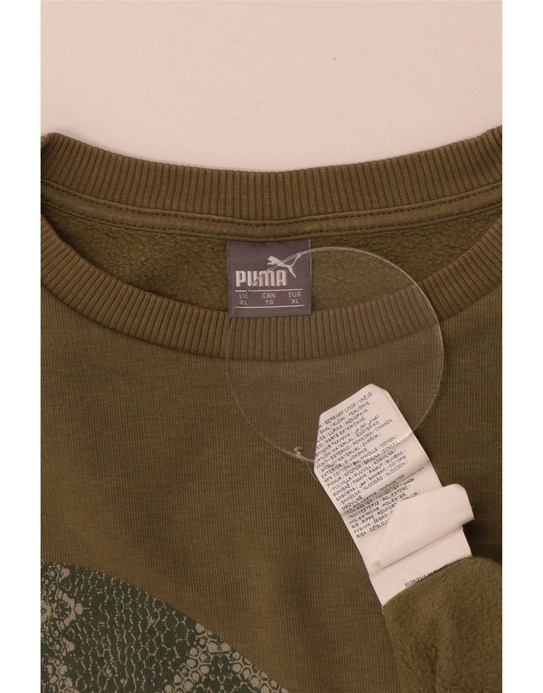 Męska bluza z grafiką Puma, sweter XL, bawełna khaki