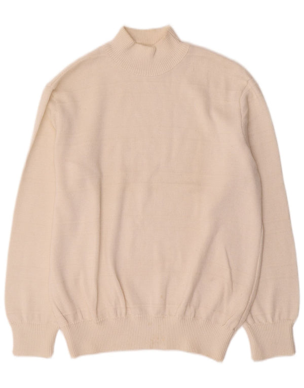 Sweter damski VINTAGE z golfem UK 16, duży, biały