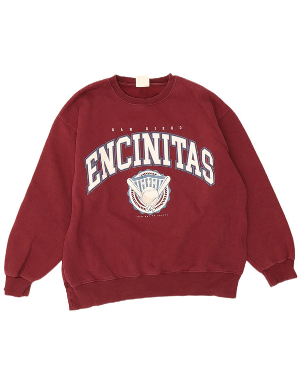Damski sweter oversize Pull & Bear z grafiką, UK 16, duży bordowy