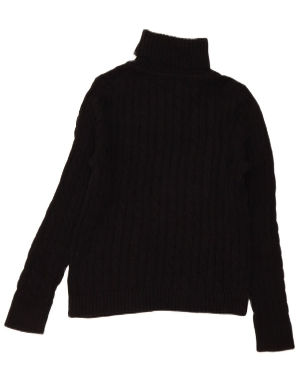 Damski sweter z golfem L.L.Bean UK 10, mały, czarny, bawełniany