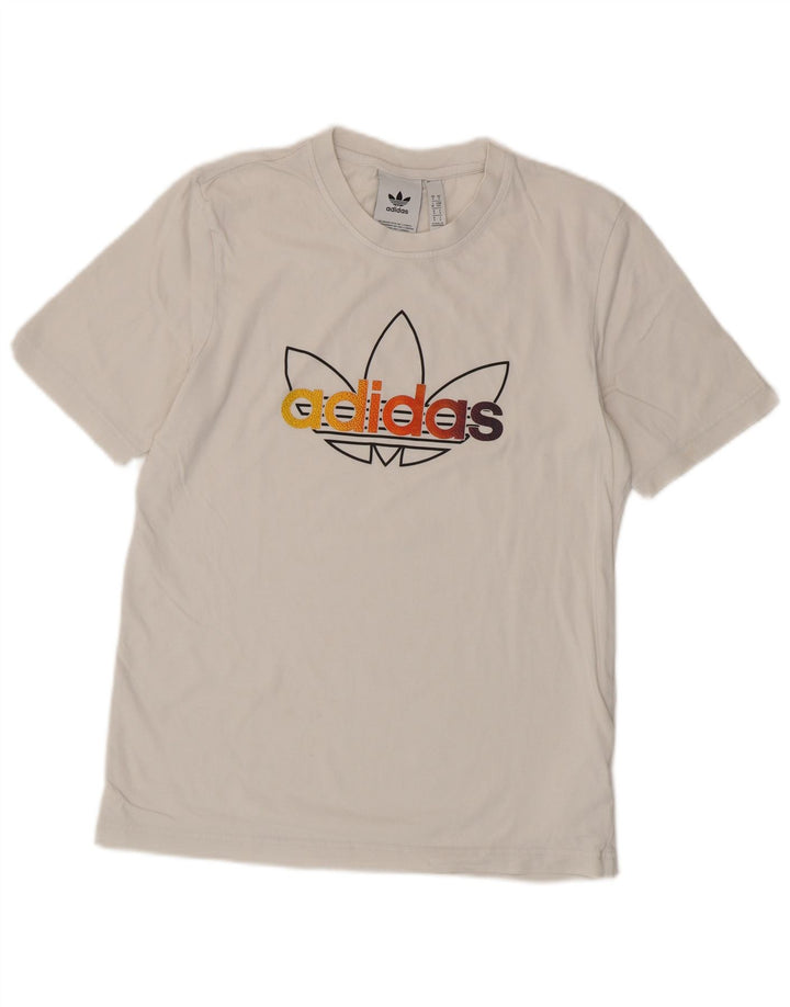 Męska koszulka z grafiką Adidas, mała, biała, bawełniana