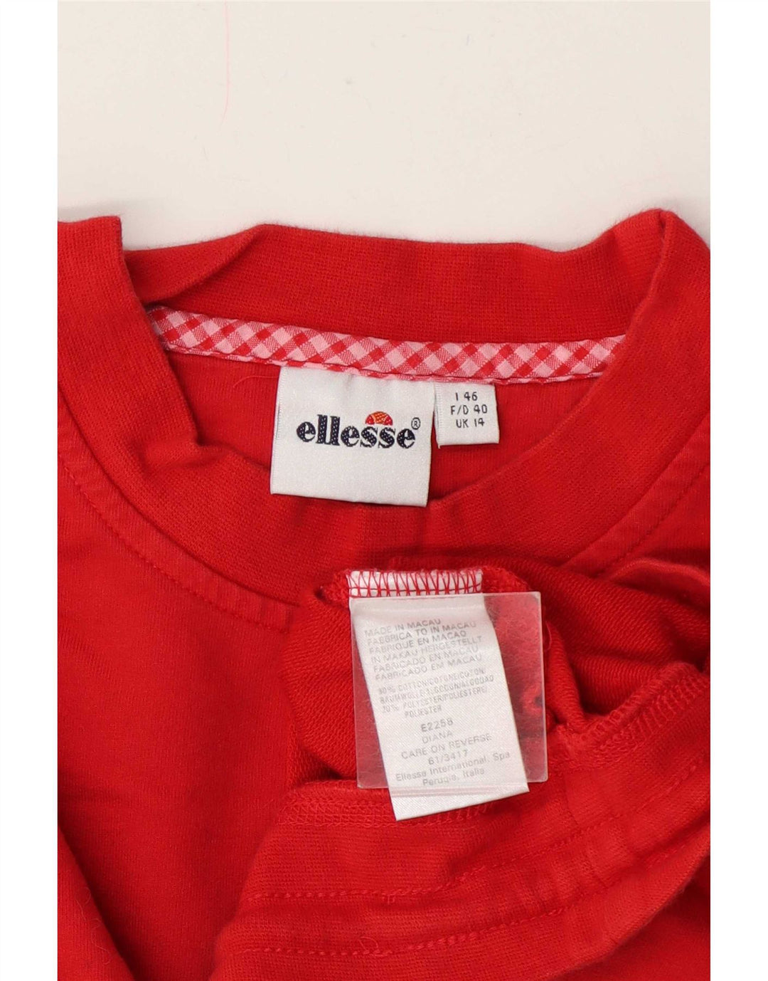Damska bluza dresowa Ellesse, UK 14, średnia czerwona bawełna