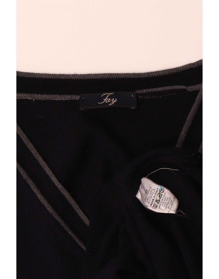 Sweter męski Fay IT 52, duży, granatowy, z dziewiczej wełny