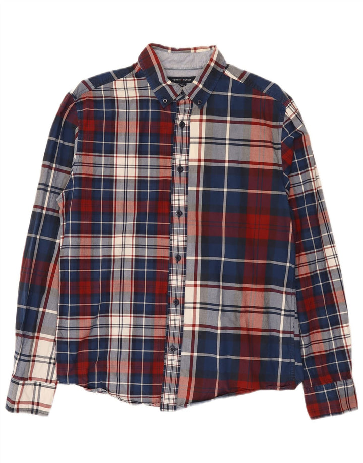 Męska koszula o regularnym kroju Tommy Hilfiger w średnią niebieską kratę, bawełniana
