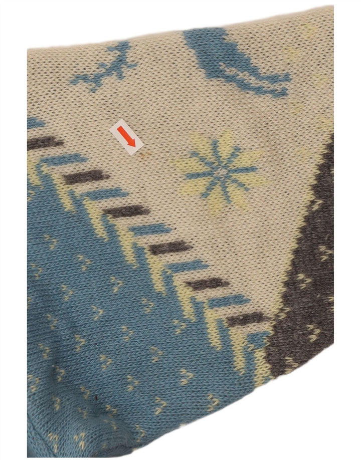 TRUSSARDI JEANS Męski sweter z okrągłym dekoltem, duży, w kolorze złamanej bieli Fair Isle