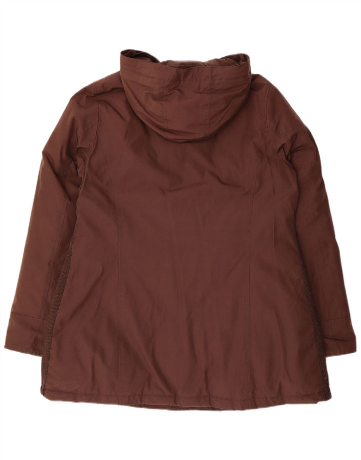 KANADYJSKI damski ocieplany płaszcz z kapturem UK 16, duży brązowy poliester