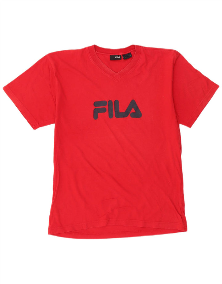 Męski T-shirt z grafiką FILA, duży, czerwony, bawełniany
