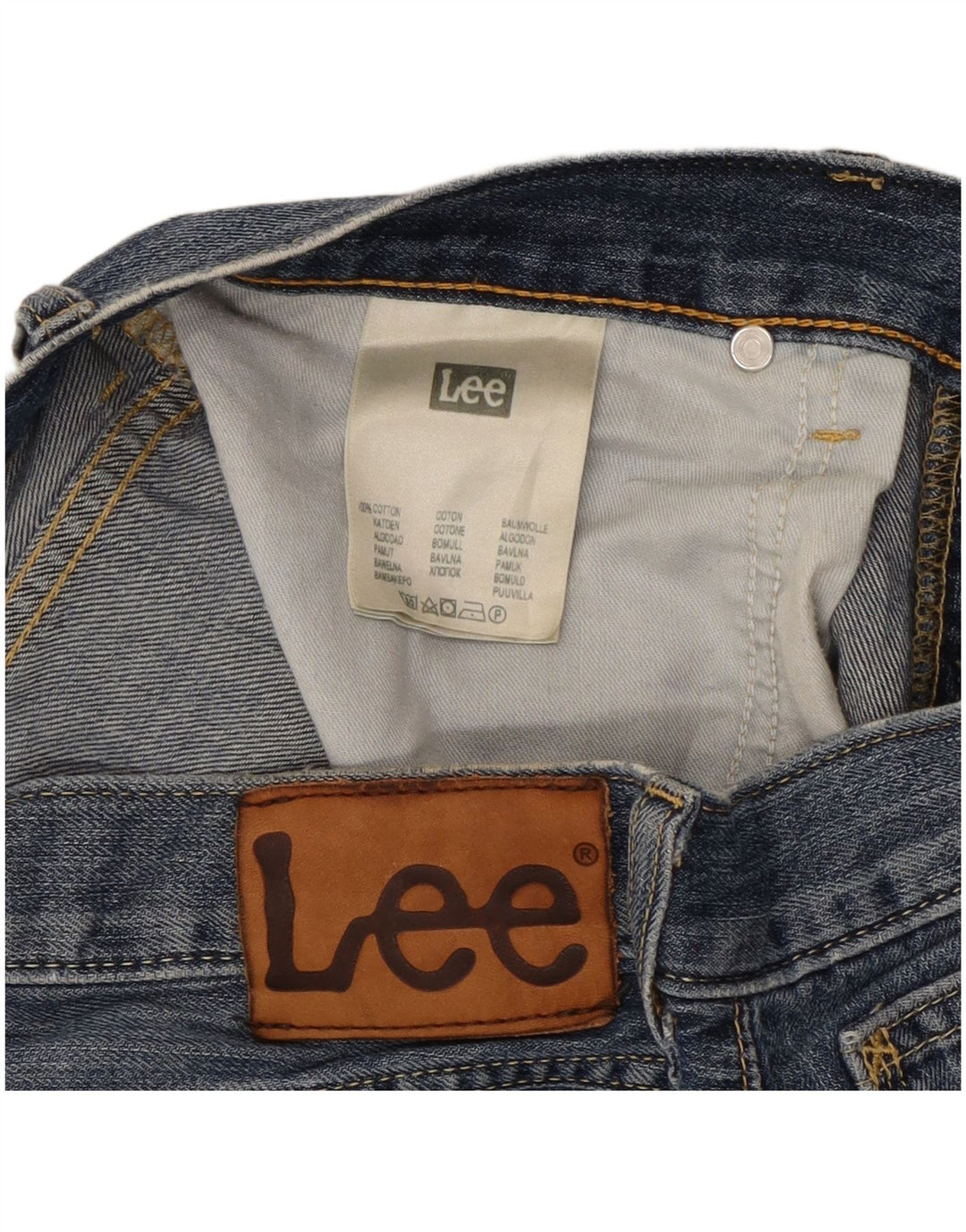 Męskie krótkie spodenki jeansowe Lee z 5 kieszeniami W30, średnioniebieskie, bawełniane