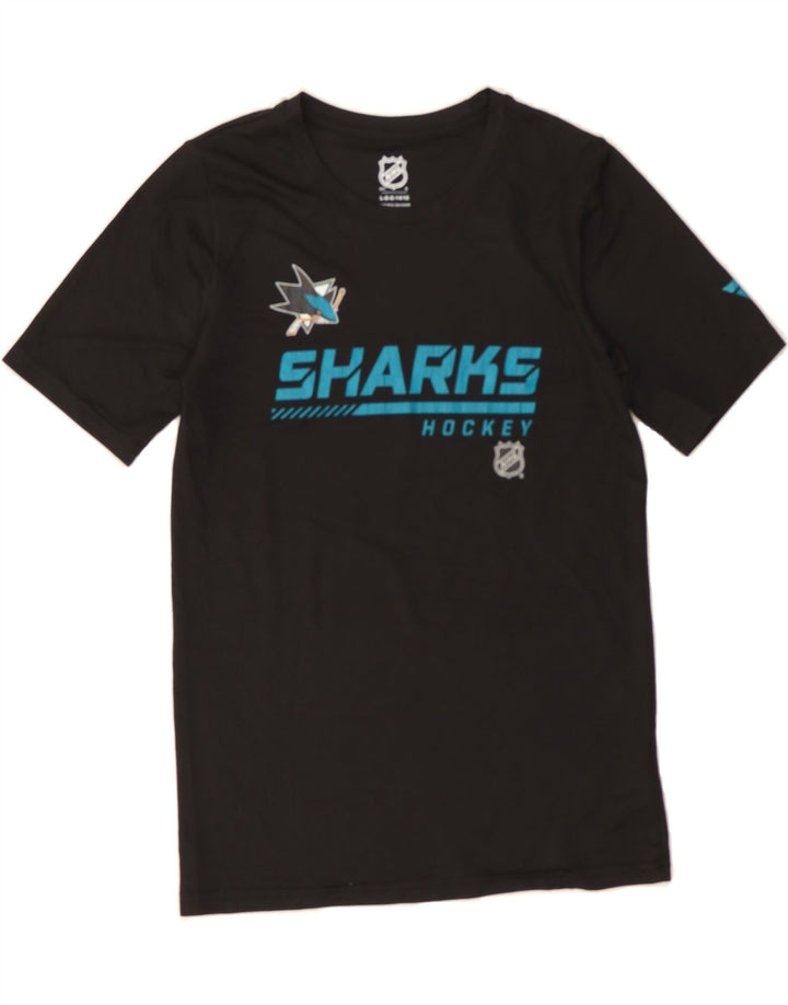 NHL Boys Graphic T-Shirt Top 12-13 Years Large Black Polyester Vintage NHL and Second-Hand NHL from Messina Hembry 