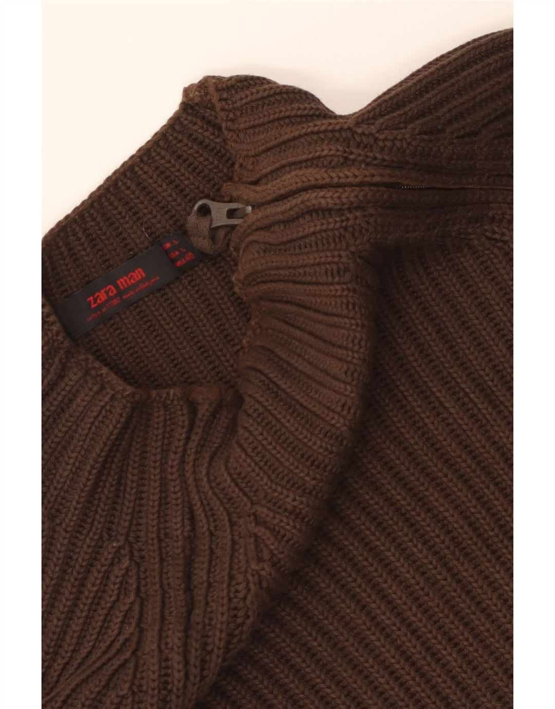 Męski sweter Zara z zamkiem błyskawicznym, duży, brązowy