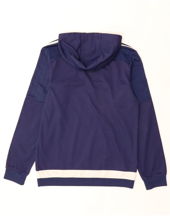 Adidas Męska bluza z kapturem, mała, granatowa, z blokami kolorów, poliestrowa