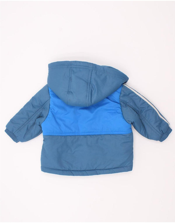 Adidas Baby Boys Graphic Wyściełana kurtka z kapturem 3-6 miesięcy Niebieski Colorblock