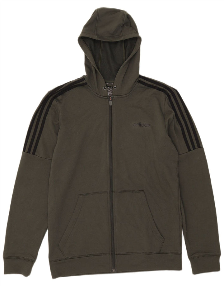 Adidas Męski sweter z kapturem i zamkiem błyskawicznym, średni khaki, poliester