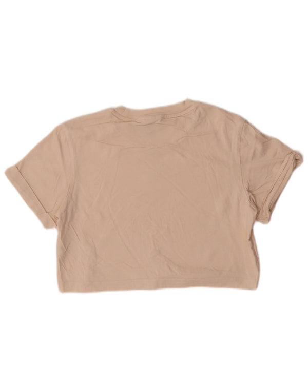 Adidas Womens Crop T-Shirt Top UK 10 Small Beige Cotton