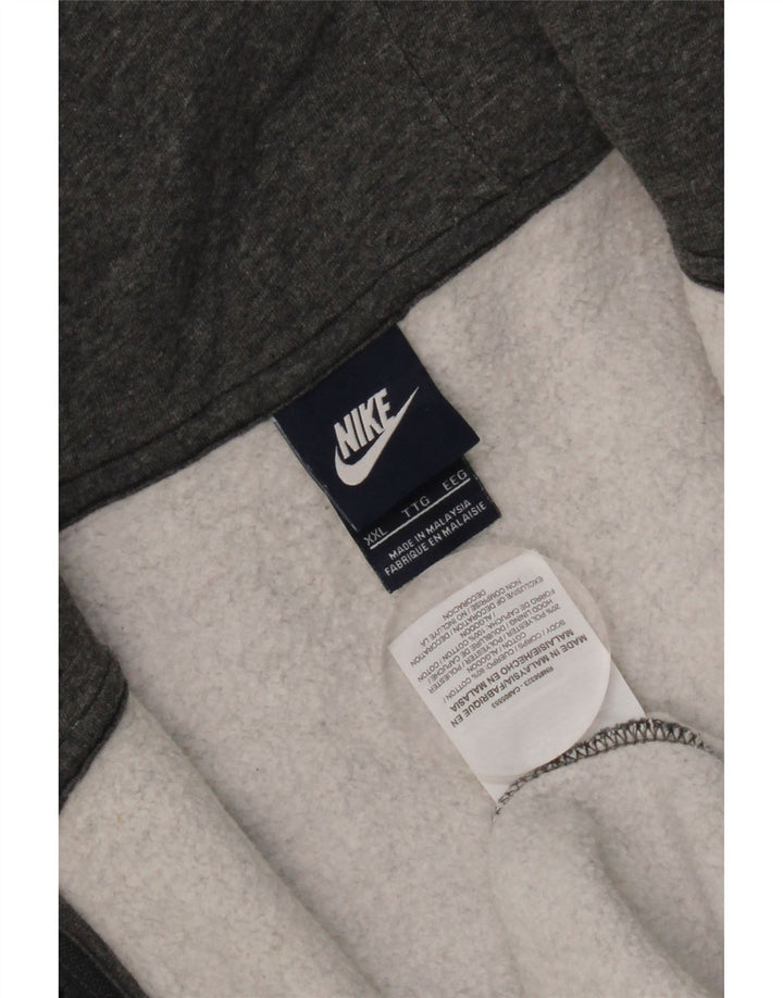 Męski sweter z kapturem i zamkiem Nike, 2XL, szara bawełna