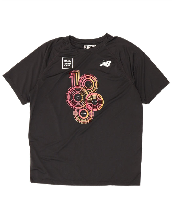 Męski T-shirt z grafiką New Balance, duży, czarny poliester
