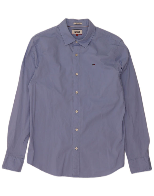 Męska koszula slim fit Tommy Hilfiger, duża, niebieska, bawełniana
