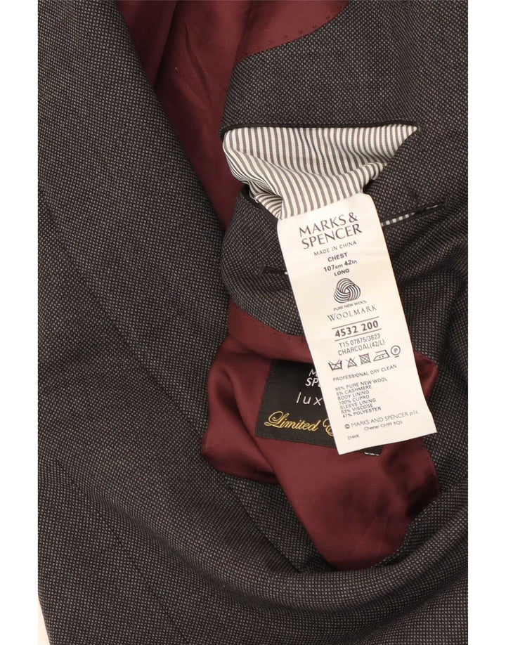 Marks & Spencer Męska długa marynarka zapinana na 2 guziki UK 42, duża, szara wełna