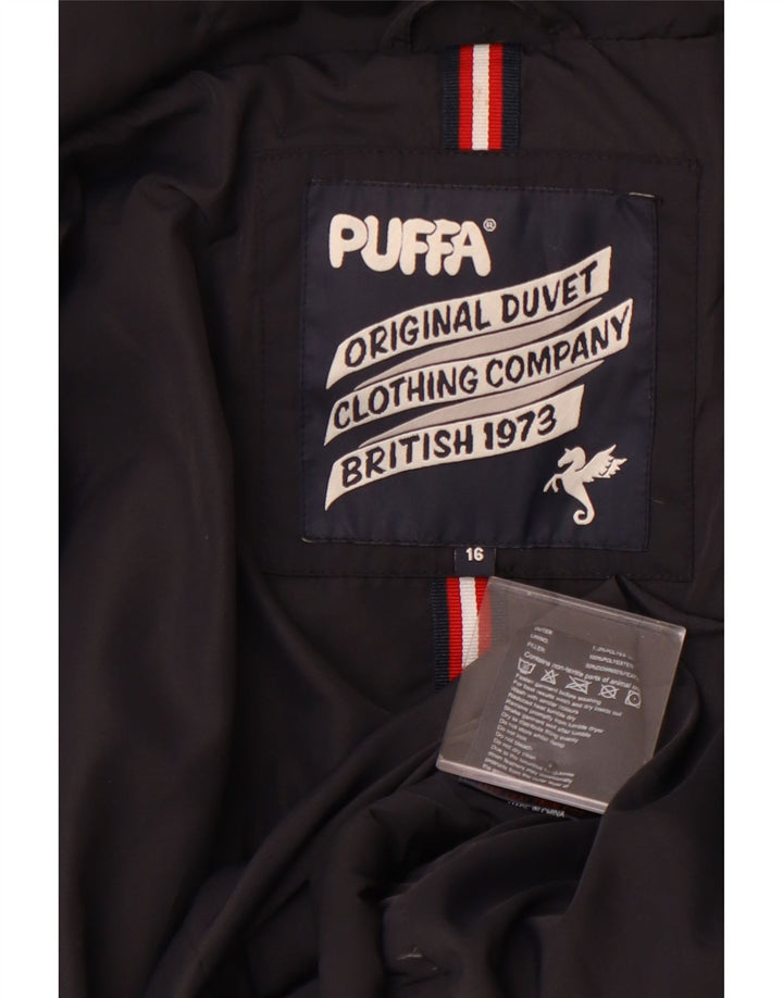 Damska ocieplana kurtka PUFFA UK 16, duża, czarna, poliester
