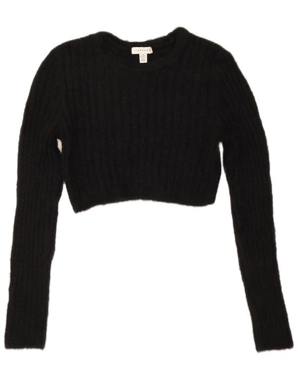 Damski sweter Topshop z dekoltem w łódkę, UK 12, średni czarny poliamid