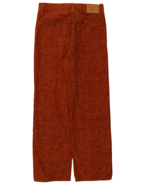 Damskie sztruksowe spodnie Levi's Ribcage z wysokim stanem W27 L27 Brązowe kwiaty