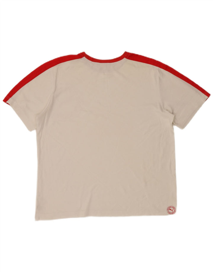 Męska koszulka z grafiką PUMA, góra XL, biała, bawełniana z blokami kolorów