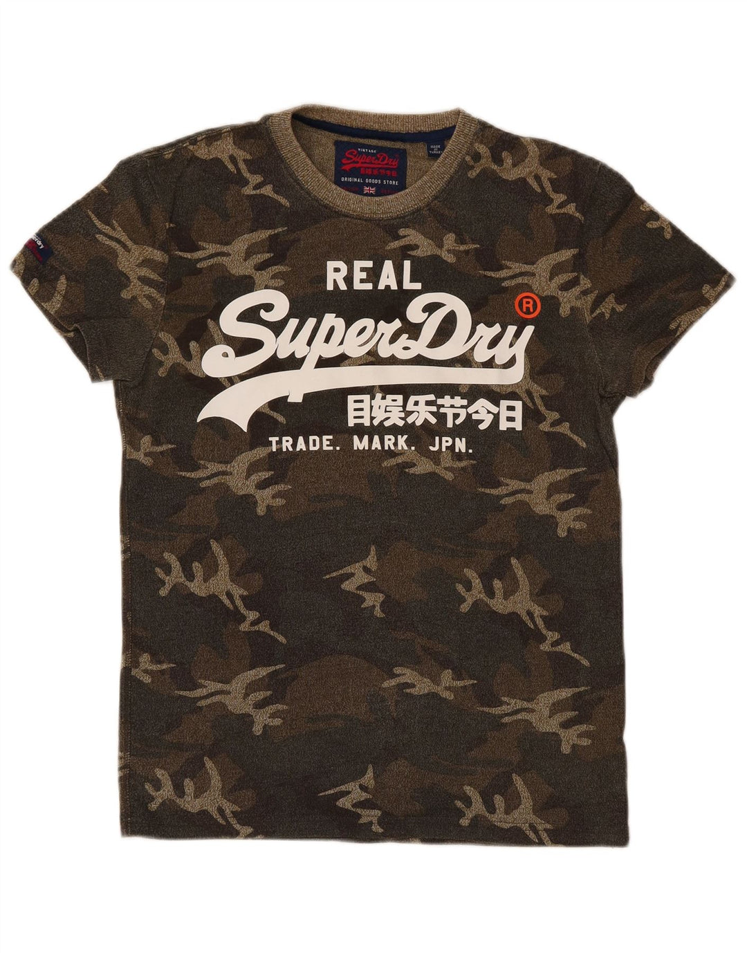 Męski T-shirt z grafiką Superdry, mały, zielony, bawełniany kamuflaż