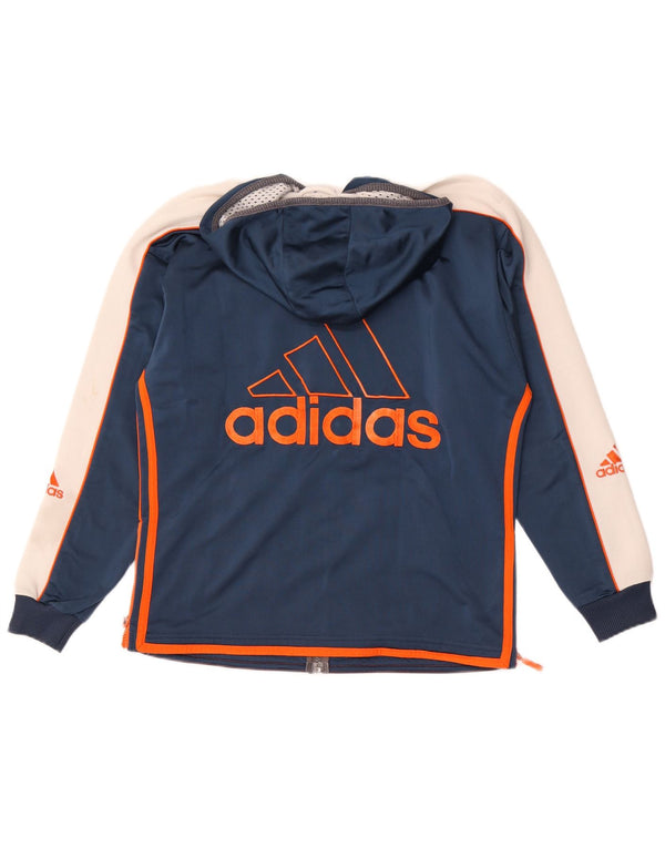 Chłopięca bluza dresowa z kapturem Adidas 13-14 lat, niebieska, z blokami kolorów