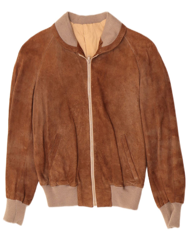 Vintage męska zamszowa kurtka bomber IT 48 średnio brązowa skóra