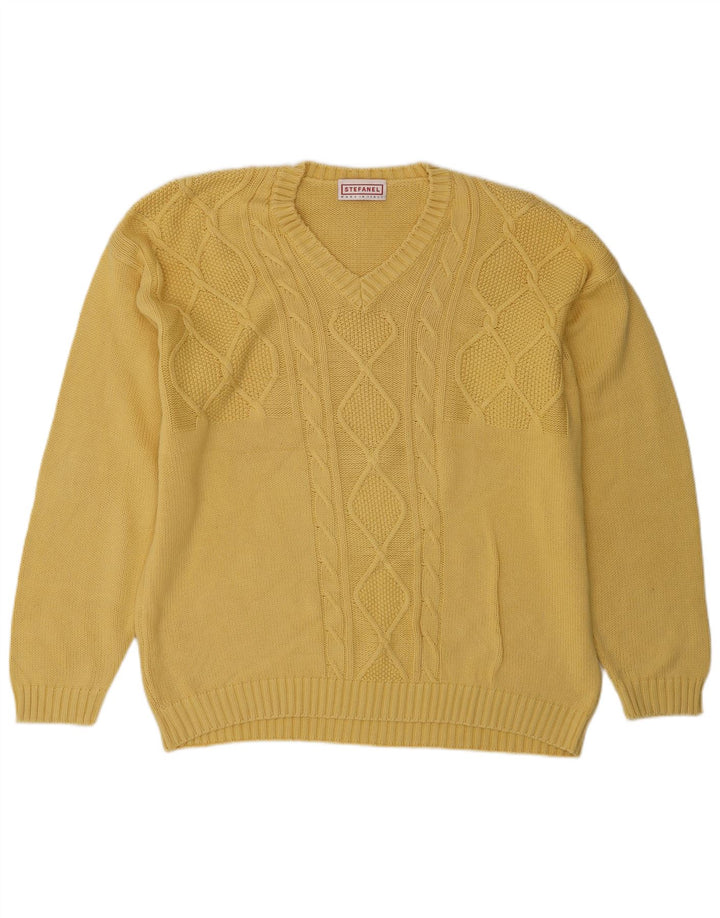Męski sweter Stefanel z dekoltem w kształcie litery V, XL, żółty